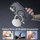 2 x Magnetic for iPhone 16 Case Fits MagSafe 16FT Drop Resistant Matte Skin Feeling Back Cover Shockproof Slim Fit for iPhone 16 Phone Cases 6.1 inchBlack