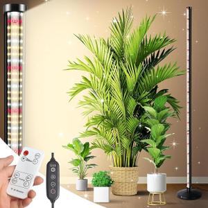 Standing Grow Light with Auto-Timer, 24W Vertical Grow Lights for Indoor Plants,10 Adjustable Spectral Levels，252 LEDs 24W Detachable Full Spectrum Plant Lights for Wide Area Coverage in Indoor Plants