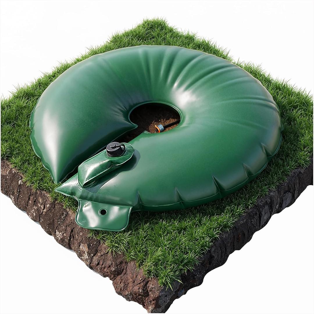 HIRALIY 15 Gallon Tree Watering Bag, 2 Pack Watering Ring, Slow Release 1-5 Days, Deep Root & Automatic Drip Irrigation System, for Multi-Trunk Newly Planted Small Trees and Shrubs