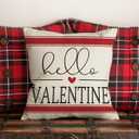 AnyDesign Valentine's Day Pillow Covers Red White Sweet Love Throw Pillow Case 16 x 16 inch Hearts Stripes Love Cushion Cover for Home Couch Sofa Wedding Anniversary Decoration, Set of 4