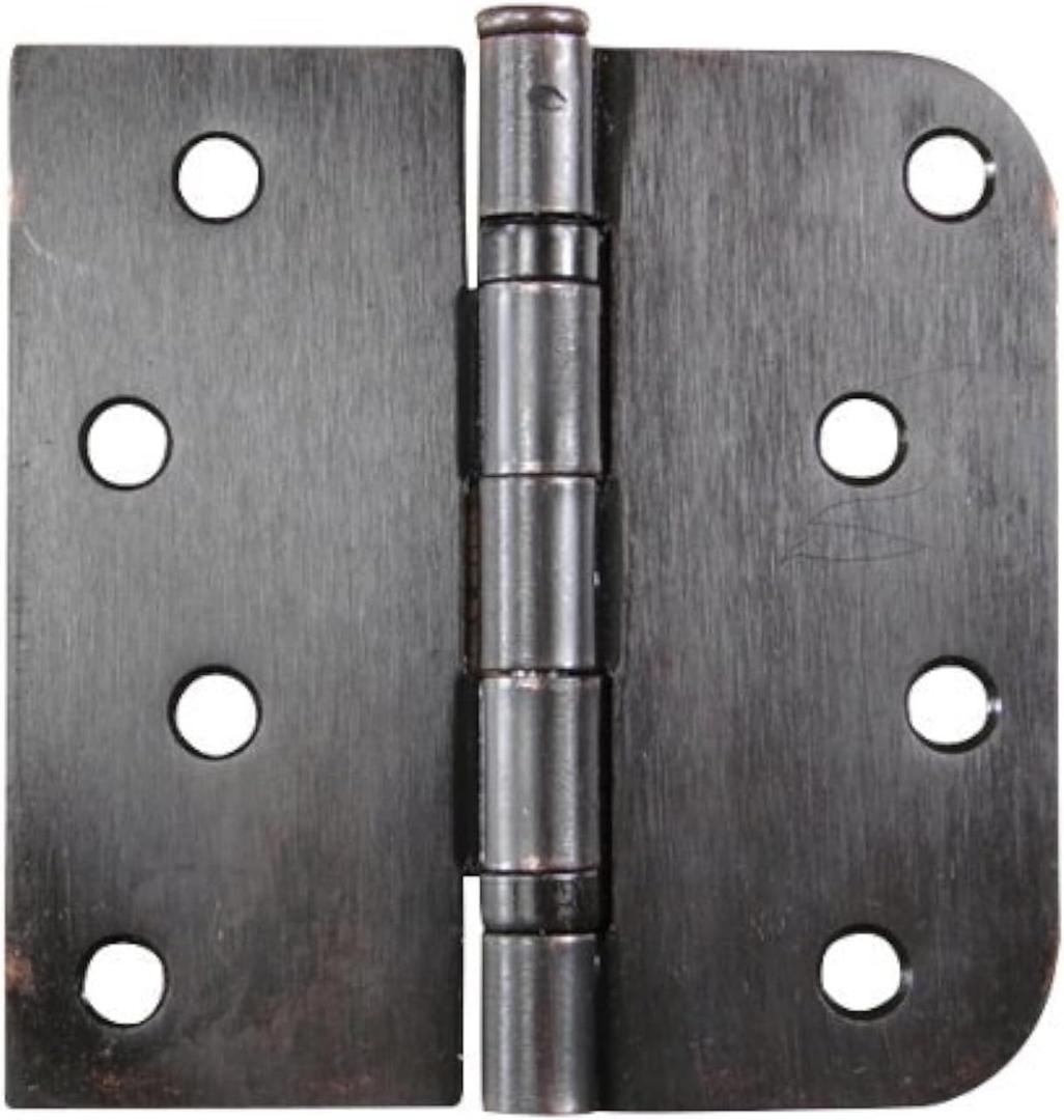 Hinge Outlet 4 Inch with 5/8 Inch Square Radius Ball Bearing Door Hinges, Heavy-Duty Steel, Removable Pin (Oil Rubbed Bronze, 2 Pack)