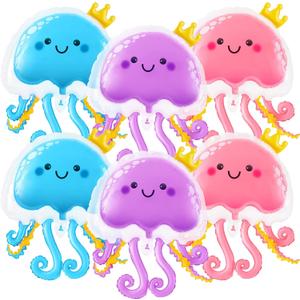 6 Pcs 36 Inch Jellyfish Balloons Inflatable Jellyfish Octopus Sea Party Decorations Mermaid Party Decoration Baby Shower Decoration Supplies, in Pink Blue Purple