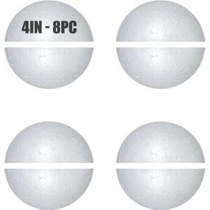 Styrofoam Half Balls 4 Inch,8PC Large White Half Foam Balls for Crafts, DIY Craft Giant Foam Balls for Home and School,Smooth Solid Round Balls (Half styrofoam-4in-8pc)