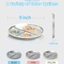 Stainless Steel Kids Plates (2 Pack): 9" Divided Plates with Silicone Suction for Babies, Unbreakable Dinner Dishes for Toddlers, Non Toxic, BPA Free, Anti-Slip, Dishwasher Safe (Bule & Yellow)