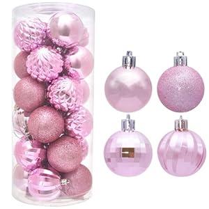 Christmas Ball 24ct 1.57 Inches Champagne Gold Mini Xmas Hanging Ornaments for Trees Wreath Garland Wedding Party Home Office Shop Decorations Tier Tray Vase Filler