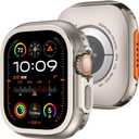 Amizee 2 in 1 Metal Case Compatible with Apple Watch Ultra 3/2/1 49mm with Back Cover, Rugged Shockproof Protective Bumper Cover for iWatch 49mm, Titanium