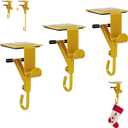 Fireplace Stocking and Garland Hanger, 2 in 1 Adjustable Heavy Duty Mantel Hangers, Garland Holder for Mantle Fits 0.5" to 7" Mantle No Drill, Christmas Garlands Clip for Holiday Decor (3pcs)