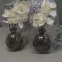 White Orchids Artificial Flowers Faux Orchid Arrangement with Black Glass Vase Set of 2 Real Touch Phalaenopsis Orchid Flowers Orchid Centerpiece for Dining Room Table