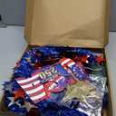 4th of July Decorations Pop Up Tinsel Tree 5FT, Patriotic Pencil Tree with 50 LED Battery Operated Lights & Timer, Collapsible Independence Day Tree with Star Topper & USA 250th Anniversary Sign, Blue