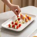 DELLING Large Serving Platter Set of 3, 16/14/12 Inch Porcelain Serving Trays for Party - White Ceramic Rectangular Platters for Entertaining, Appetizer Fruit Tray for Mother's Day Shower Dinner
