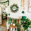 20 Inch St. Patrick's Day Wreath for Front Door, Lucky Shamrock Leaves Green Berries Wreath for Indoor Outdoor, St. Patrick Door Decoration Wreath