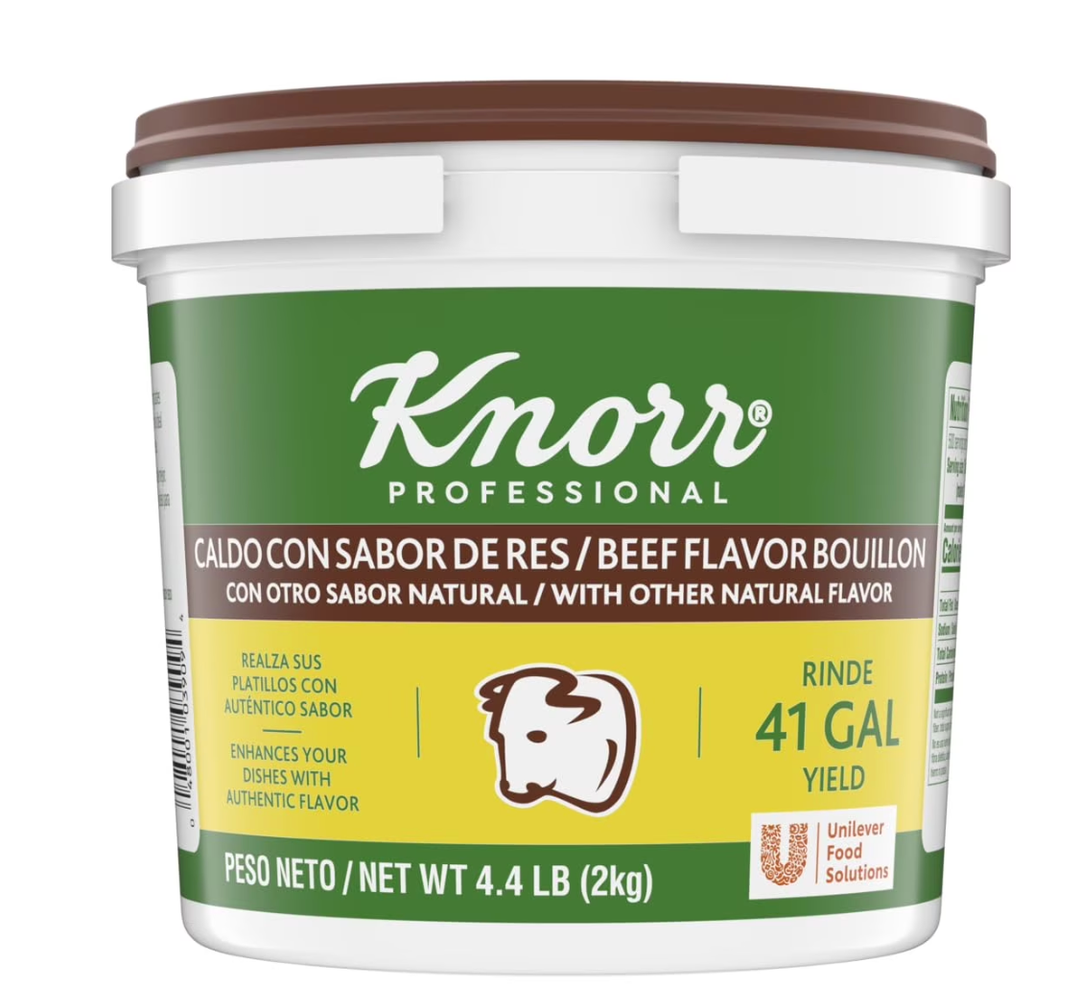 Knorr Professional Caldo de Res, Beef Bouillon with Beef Flavor Granulated Base, Bouillon as a Base, Marinade, Flavor Enhancer, Shelf Stable Convenience, 0g Trans Fat, 4.4 lbs (Pack of 1)