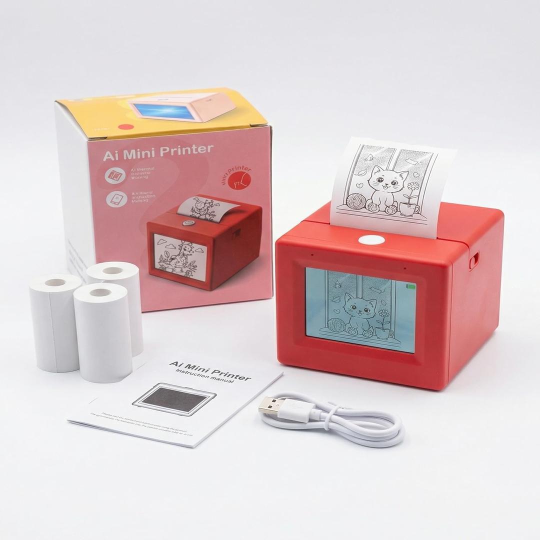 KYWYOYOU AI Sticker Printer for Kids, Voice-Activated Mini Thermal Printer with Smart AI Image Generator for Learning & DIY, Portable Sticker Maker Machine Compatible with iOS & Android.