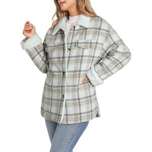 Dokotoo Winter Coats for Women Button Down Plaid Flannel Shirts Warm Sherpa Fleece Jacket, Size S
