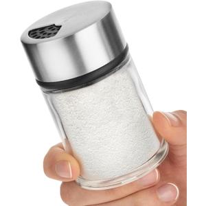 Salt Shaker or Pepper Shaker with Adjustable Pour Holes - Stainless Steel Spice Dispenser - Perfect for Pink Himalayan, Table Salt, Black and White Pepper. (2.4 oz)