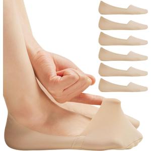 No Show Socks for Women, Non Slip Nylon Thin Footies Invisible Silky Low Liner Socks for Loafers Flats 6 Pairs