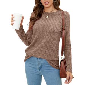 SimpleFun Women's Tunic Sweaters Lightweight Fall Casual Long Sleeve Crewneck Pullover Tops (Brown)
