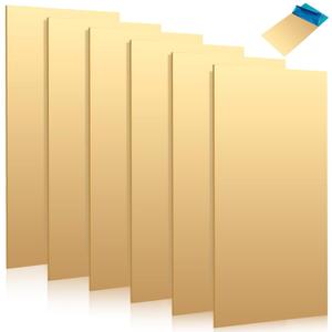 6 Pcs Brass Sheet 12 x 6 Inch, 26 Gauge (0.4mm) Thickness Brass Plates Film Attached Engraved Plates Metal Shims Thin Metal Sheets for Handicrafts DIY Jewelry Models Decoration Hobbies