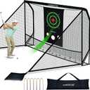 Golf Practice Hitting Net for Driving Real Balls - 10x7ft Heavy Duty Golf Nets for Backyard with Hitting Target Indoor & Outdoor Driving Range Practice, Portable with Carry Bag