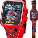 Spider-Man Kids Smartwatch - Interactive LED Screen with 10 Custom Watch Faces, Camera, Games, Alarm, Step Tracker & More - Fun Gift for Boys with Marvel Silicone Strap - Fits Wrists 5.5'' to 8.0" (Red/Black)
