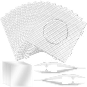 Fuse Bead Boards, 9Pcs 5mm Large Square Clear Plastic Beads Pegboards, 2Pcs Beads Tweezers and 9Pcs Ironing Papers, as A Gift for Children and Adults who Love DIY Craft Beads