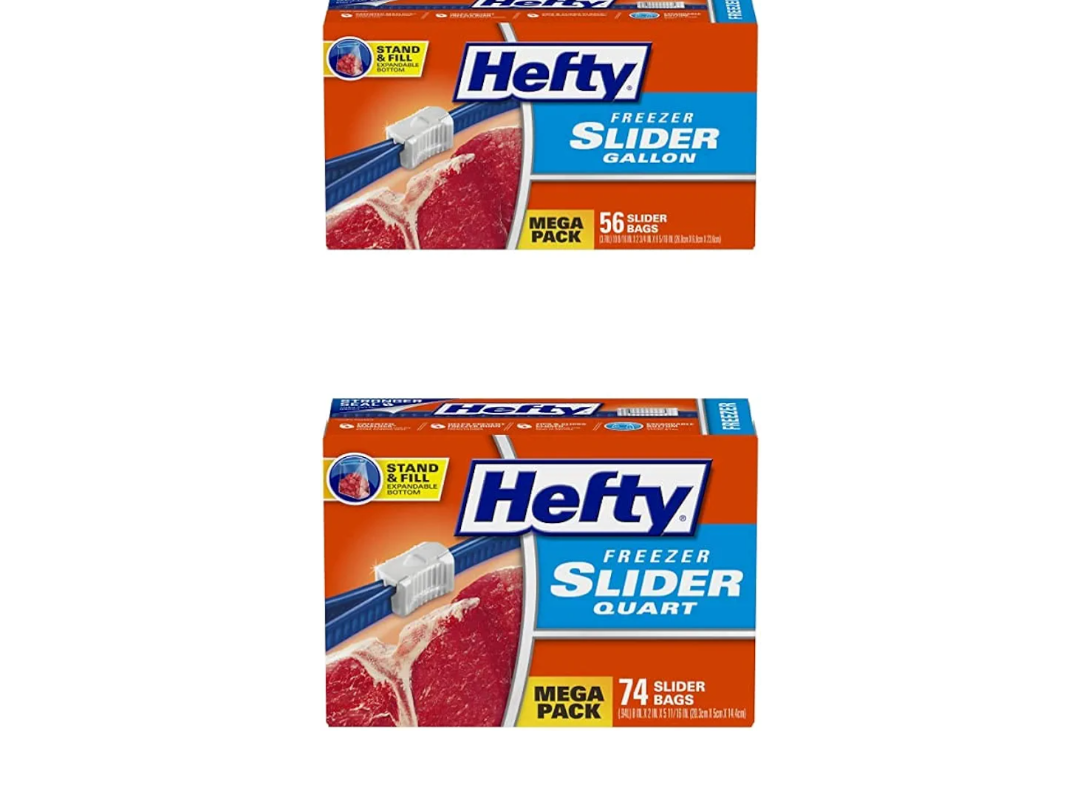 Hefty Slider Freezer Storage Bags - Quart Size, 74 Count & Gallon Size, 56 Count