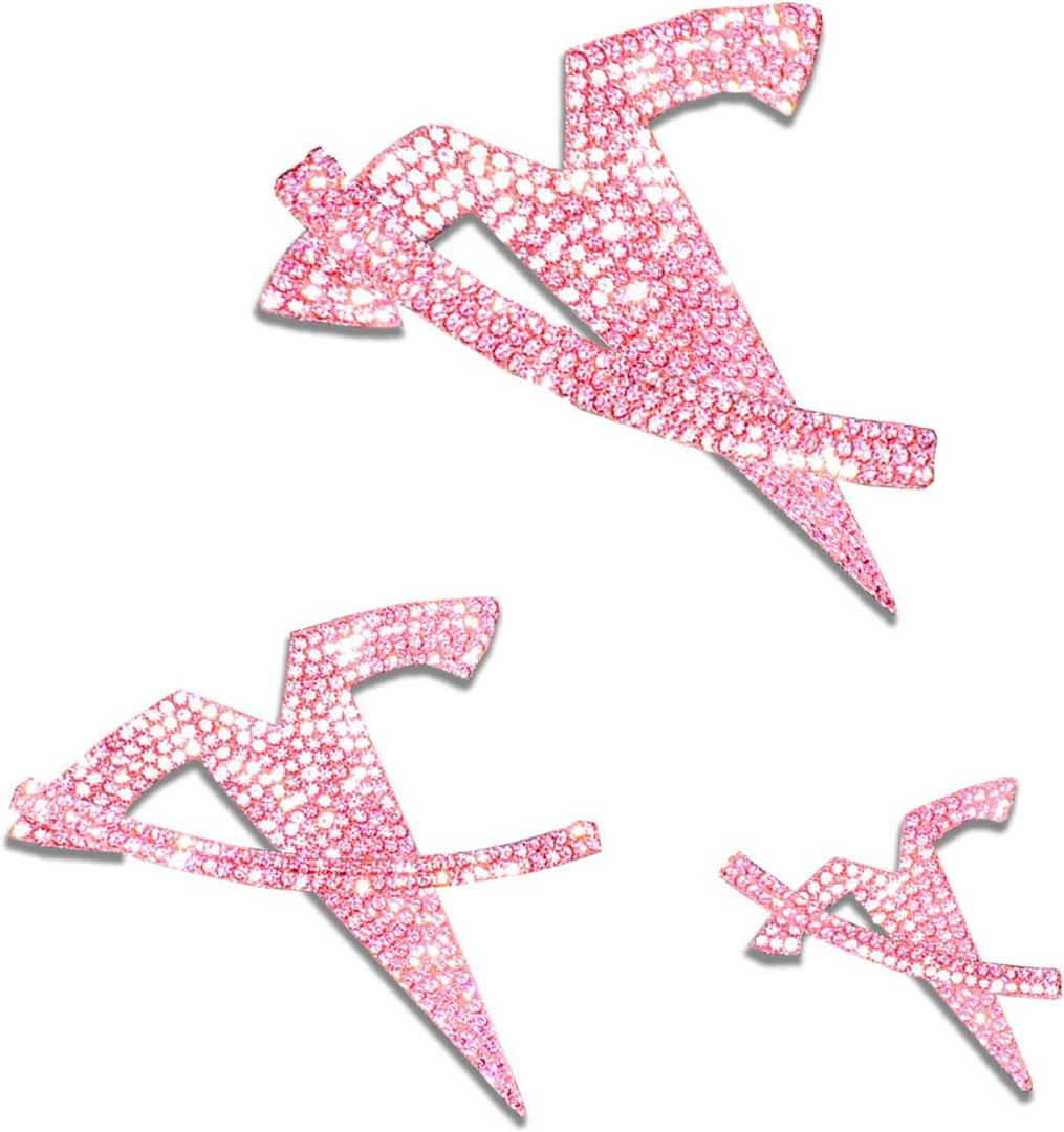 Yeapop Bling Pink Rhinestone Emblems for Tesla Model Y, 6 Pcs Emblems Stickers for Front Trunk, Rear Trunk, Bedazzled Accessories for Y