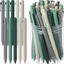Crtiin 50 Pcs Gel Pens Bulk, 0.5mm Fine Point Black Ink Pens, Retractable Smooth Writing Quick Dry, Colored Aesthetic for School Office Journaling Supplies (Green Series)