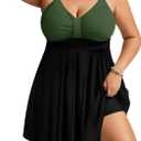 Hanna Nikole Womens Plus Size Swim Dress Swimsuit One Piece Tummy Control Bathing Suit Flowy Body Shaping Swimwear 24W