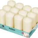 BOLSIUS Set of 12 Ivory Pillar Candles - 2.25-x 4.75 Inch Unscented Dripless Clean Burning Dinner Candle -Wedding Parties Special Occasions