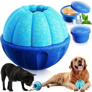 Frozen Dog Treat Toys to Keep Them Busy,Interactive Puzzle Treat Dispensing Dog Toys Ball,Frozen - Licking - Slow Feeder - Cognitive Dogs Enrichment Toy,Durable Small Medium Large Dogs Chew Toy (Blue)