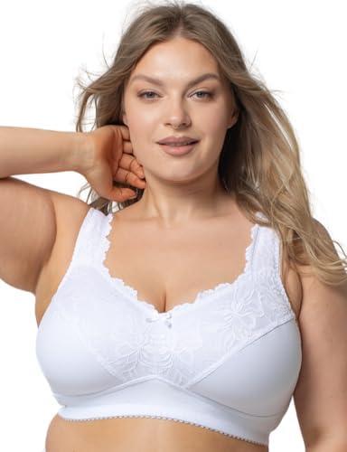 Kudreshov Lingerie Cotton Wireless Bra with Minimizer Effect - Lounge Bra for Plus Size Women, Full Coverage with Wide Straps 44C