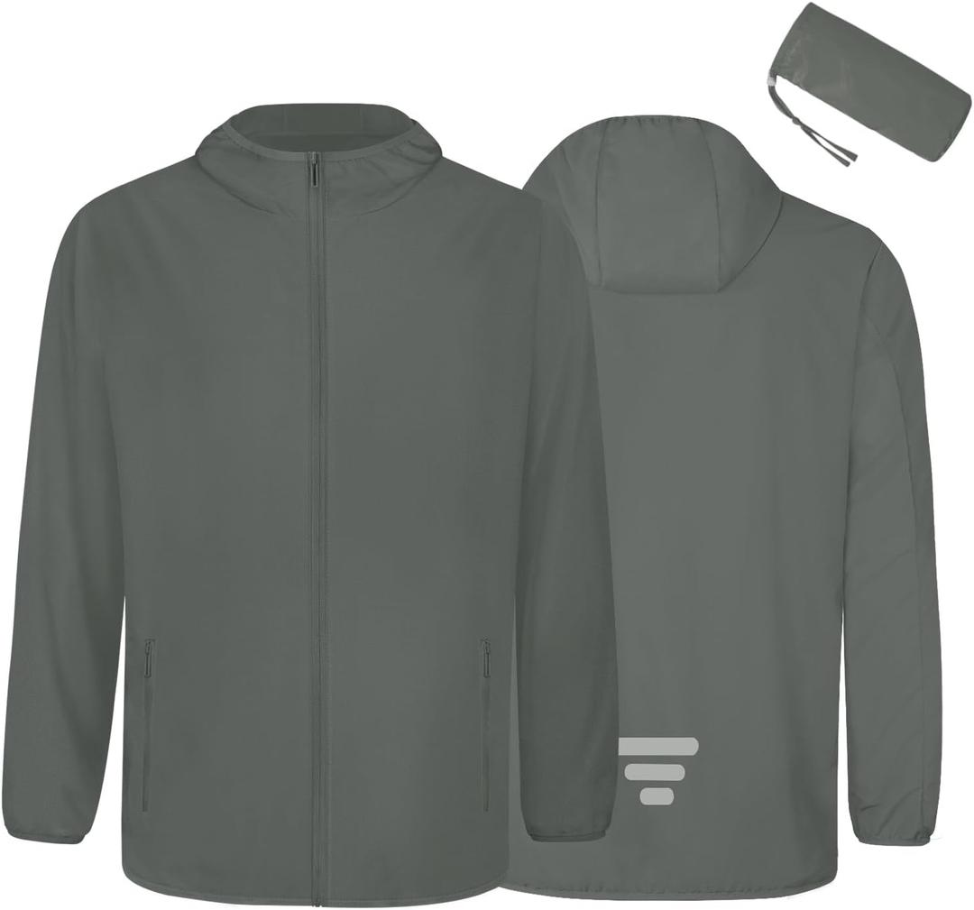 TCCFCCT Men's UPF 50+ Full Zip Sun Protection Hoodie Long Sleeve Light Jacket Sun Shirts for Men Hiking Fishing Zip Pockets (4X-Large, Grey)