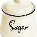HAOTOP Farmhouse Porcelain Sugar Bowl with Lid and Spoon 12oz,Easy to Clean (Beige)