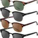 livho Rimless Trendy Polarized Sunglasses Men Women, Retro Sun Glasses for Men Women 2025, Semi Rimless UV Protection Shades (4 Pack)