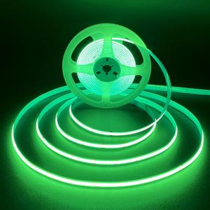 HAMRVL COB LED Strip Lights Green,DC12V 16.4ft/5M 320leds/M CRI90 Flexible LED Tape Lights 8mm, for Indoor Home Cabinet, Bedroom, Kitchen, Stage, Backlight DIY Lighting (Without Power Supply)