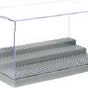 WMM Minifigure Display Case for Action Figures Blocks, Dustproof Acrylic Display Box Storage with 3 Movable Steps for Collection Models Minifigures, Bricks Blocks Toys (Large 1 Pack, Grey)