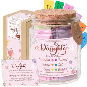 Bible Verses Jar for Daughter  Christian Gifts for Daughter, 92 Color-Coded Bible Verses Read This When | Faith Encouragement Birthday Gifts