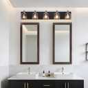 Vanity Lights for Bathroom Large 40", Farmhouse Rustic Vanity Light with Bubble Glass Shades, Black and Gold 5 Light Bathroom Lighting Fixtures Over Mirror, Bath Wall Sconce Home Decor