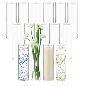 15 Pack Glass Cylinder Vases 16 Inch Tall Clear Flower Vase Bulk Glass Vases Hurricane Floating Candle Holder for Table Centerpiece Party Wedding Home Decor
