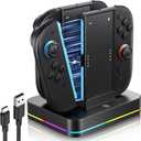 Switch 2 Joy-Con Charging Dock and Nintendo 2 Grip, 2-in-1 Charging Stand for Switch 2 2025, Black