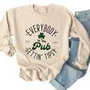 Yimoya St Patricks Day Sweatshirt Women Lucky St Patty Day Shirt Long Sleeve St Patricks Graphic Tops （S, Cream-6）