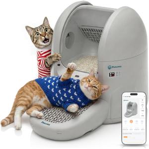 Petcove Self Cleaning Automatic Litter Box for Multi Cat - XL 65L Drum/Ultra Quiet 30-35dB Operation / 5 Safety Sensors/Easy App Control with Ultra Fast 5 GHz WiFi - Includes Ramp & 15 Litter Bags