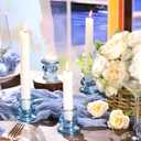 12pcs Blue Candlestick Holders, Blue Glass Candle Holders for Pillar Candles, Taper Candle and Tealight Candles, Taper Candle Holders for Wedding, Table Centerpiece