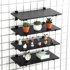 4 Pack Grid Wall Shelf with Metal Brackets 16"x 8" Wooden Grid Wall Shelves Organizer Heavy Duty Accessories for Garage, Craft Rooms, Retail Stores, Office, Workbench and Retail