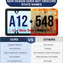 2 x 2 Pack Black License Plate Frames, Stainless Steel License Plate Cover, Matte License Plate Holder Car Accessories with Screw Caps (4 Holes)