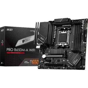 MSI PRO B650M-A WiFi ProSeries Motherboard (AMD Ryzen 9000/8000/7000 Series Processors, AM5, DDR5, PCIe 4.0, M.2, SATA 6Gb/s, USB 3.2 Gen 2, HDMI/DP, Wi-Fi 6E, Bluetooth 5.3, 2.5Gbps LAN, mATX)