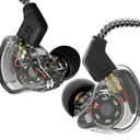 CCZ Yinyoo Melody in Ear Monitors Earphones Headphones Wired Earbuds without Microphone IEM HIFI Bass with 1DD 1BA, Ear fins, 4N OFC Cable for Musicians, Singer, on Stage, Studio (no mic, clear black