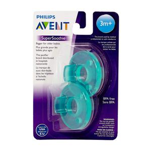 Philips Avent Super Soothie Pacifier, Green, 3+ months, 2 Pack