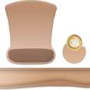 RICHEN Mouse Pad and Keyboard Wrist Rest, 3-in-1 Computer Mousepad and Coaster Set, Non-Slip Keyboard Wrist Rest and Mouse Pad Set Ergonomic Design (Gradient Brown)